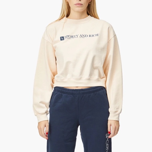 Sporty & Rich Sweaters Sporty Rich Wide Sleeves Cropped Sweater